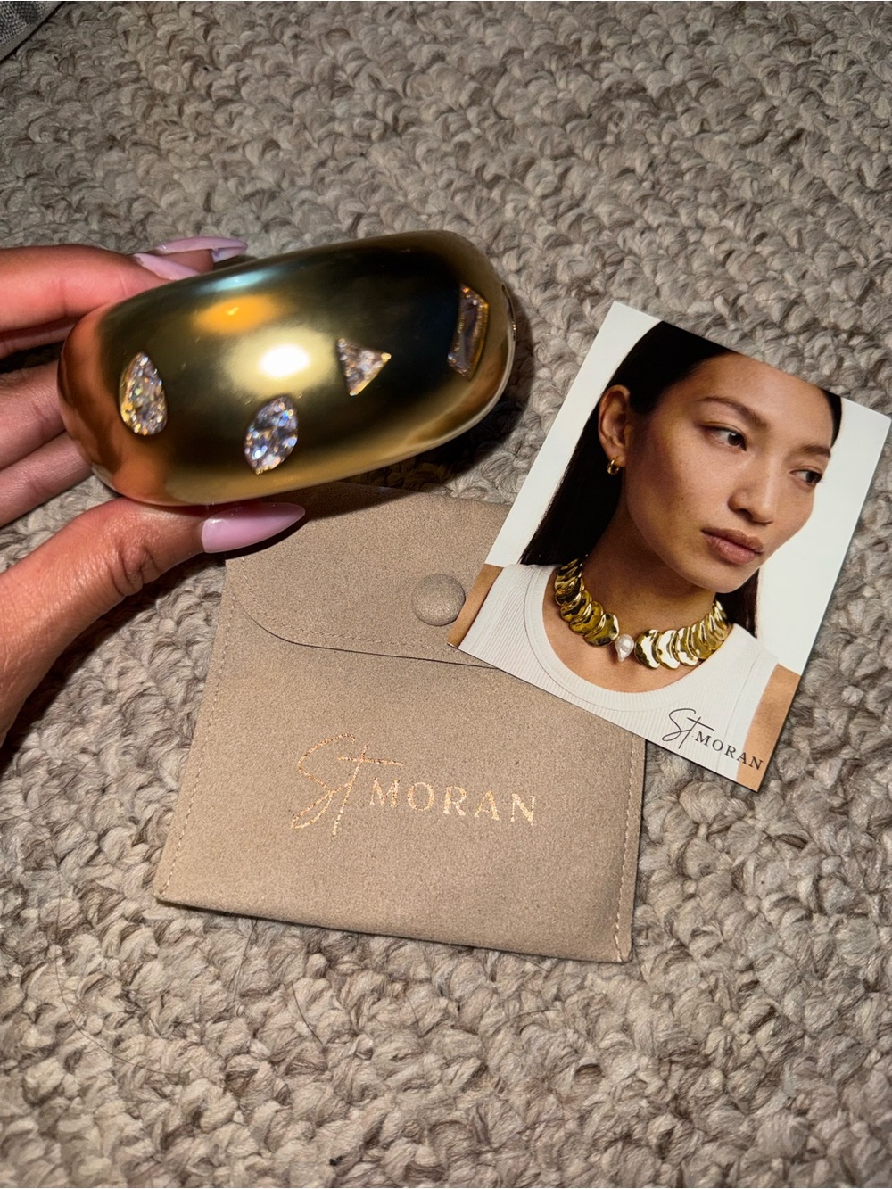St. Moran Gold Crystal Accent Cuff Bracelet